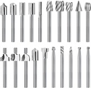 Wood Carving Bits Router Carbide Engraving Bits for Dremel Rotary Tools with 1/8" Shank, 20 Pcs HSS Different Burr Set to Meet Your Different Needs, Durable DIY Woodworking Rotary Tools Accessories