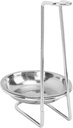 Ymiko Stainless Steel Spoon Rest, Vertical Soup Ladle Holder Cooking Spoon Holder Cooking Utensils Stand Rest for Home Restaurant (Silver with 1 Plate)