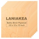 LANIAKEA 6PCS 1/2" x 12" x 12" Baltic Birch Plywood Sheets, B/BB Grade, Ideal for DIY Crafts, Woodworking, Laser Cutting