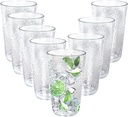 fulong 16 oz Plastic Highball Drinking Glasses, Set of 8 Water Beverage Tumbler Set, Unbreakable Plastic Cups for Soda, Juice, Iced Tea, Party, BPA-Free